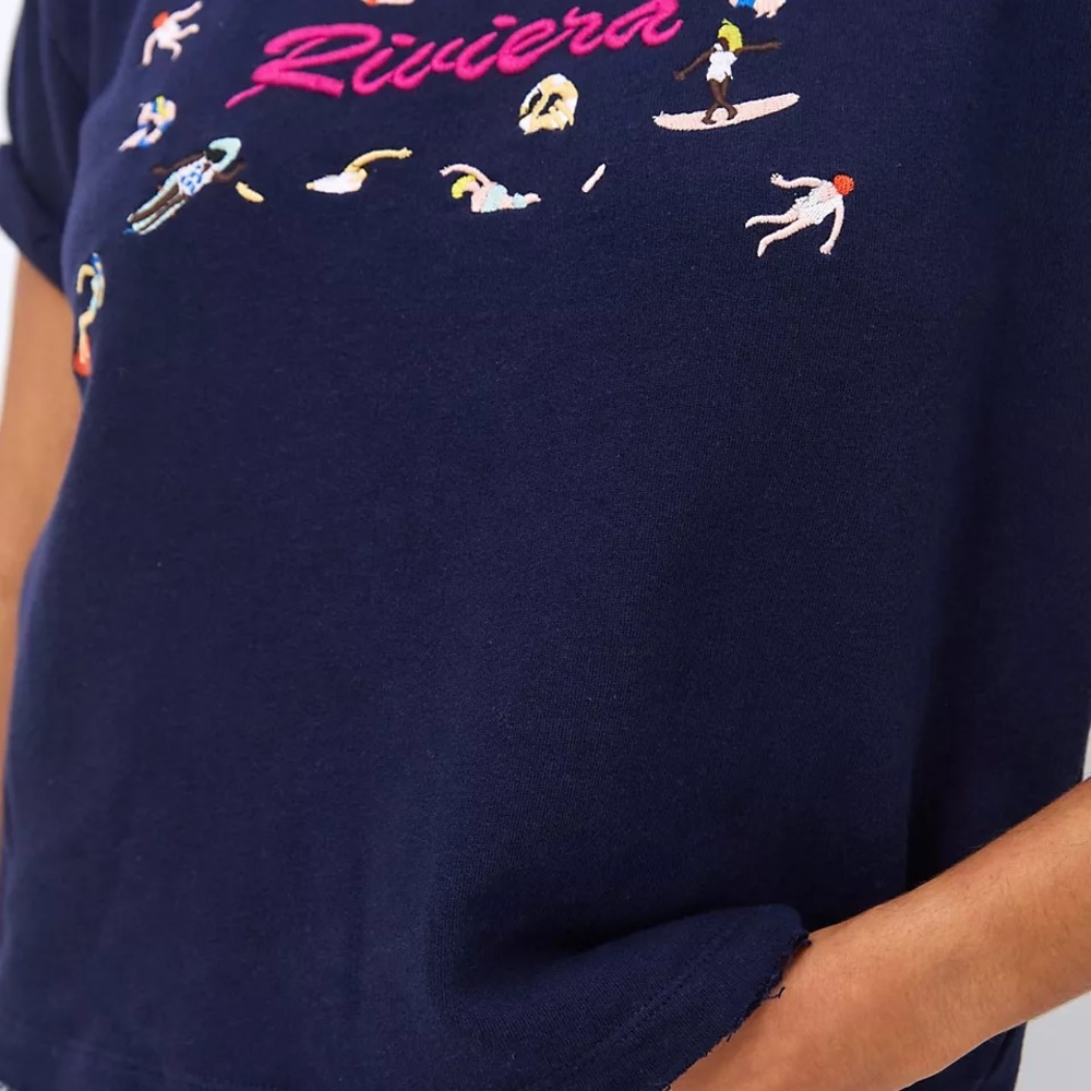 Maeve Beachy Embroidered Sweatshirt Tee size M; NWT